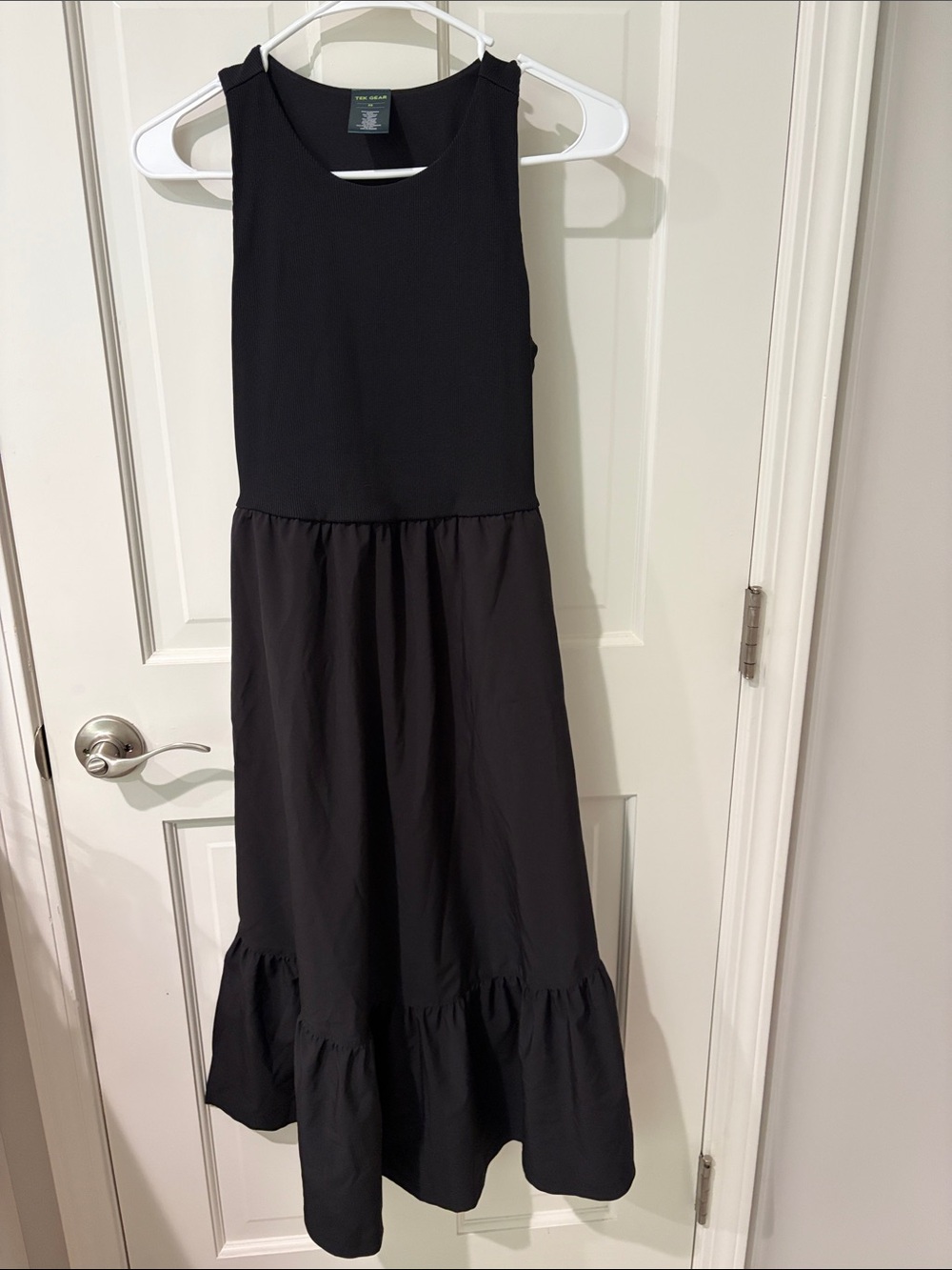 Tek Gear mixed media Black Sleeveless Tiered Midi Skirt Dress